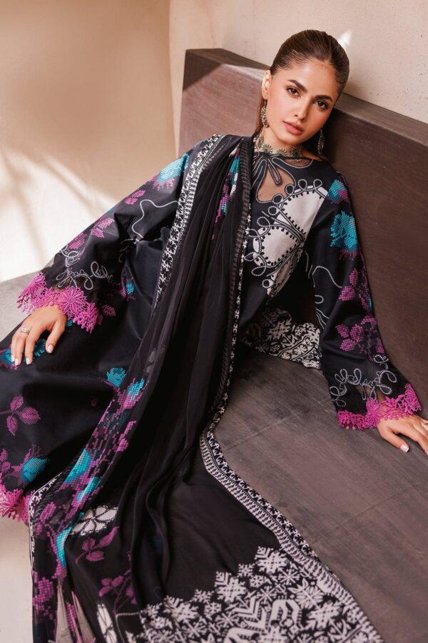 Charizma 3 Pc Unstitched Printed Lawn Cp4 63 Black Collection 2024