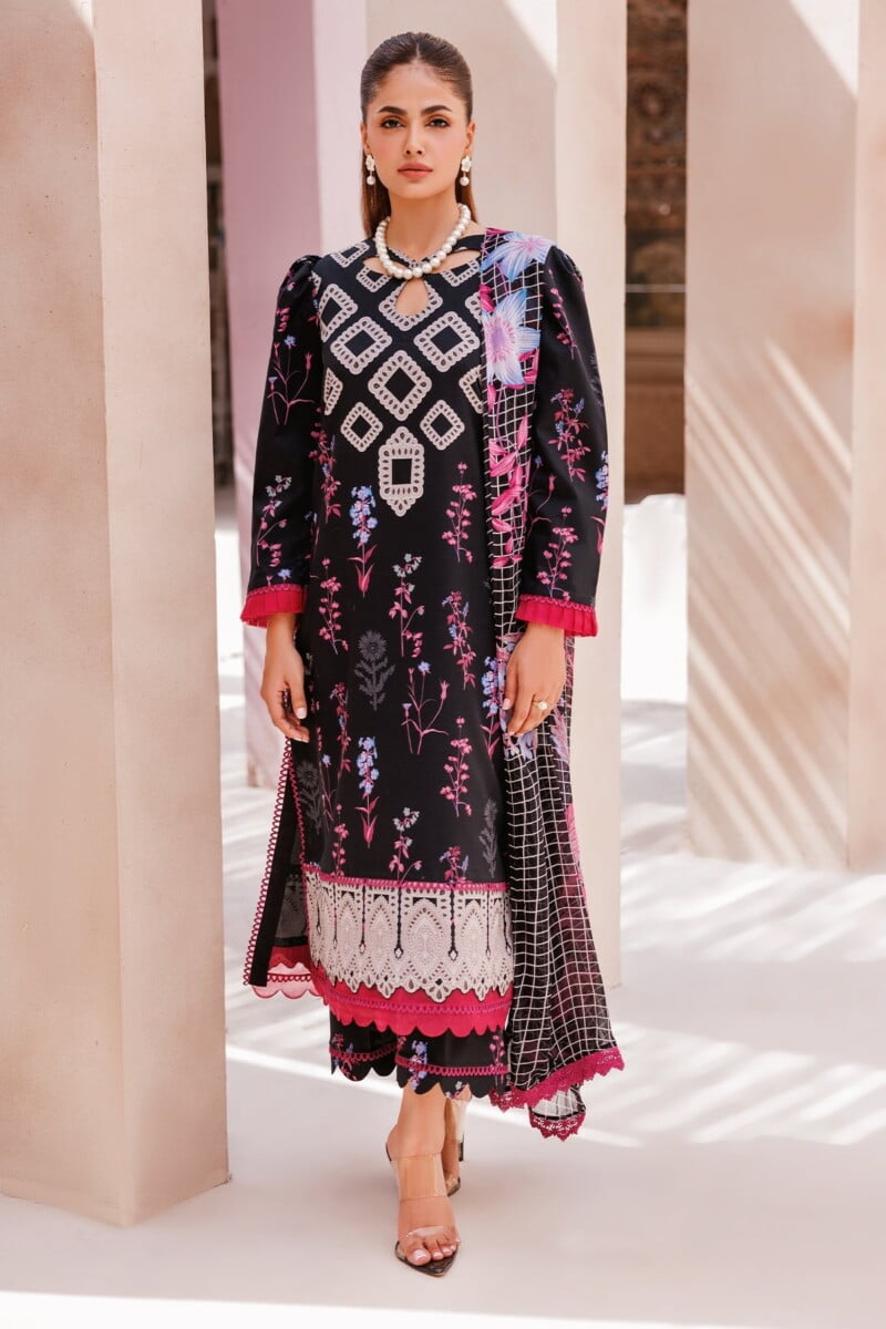 Charizma 3 Pc Unstitched Printed Lawn Cp4 64 Black Collection 2024