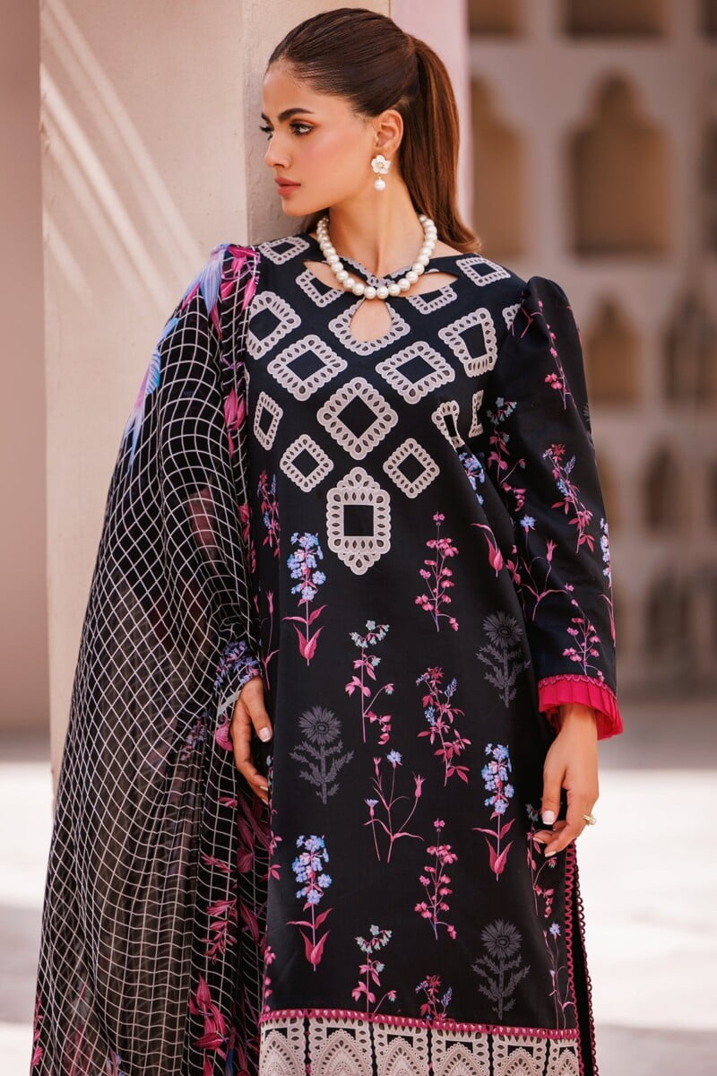 Charizma 3 Pc Unstitched Printed Lawn Cp4 64 Black Collection 2024