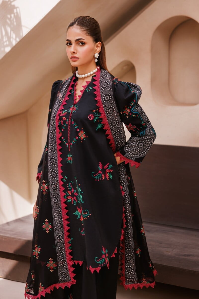 Charizma 3 Pc Unstitched Printed Lawn Cp4 65 Black Collection 2024