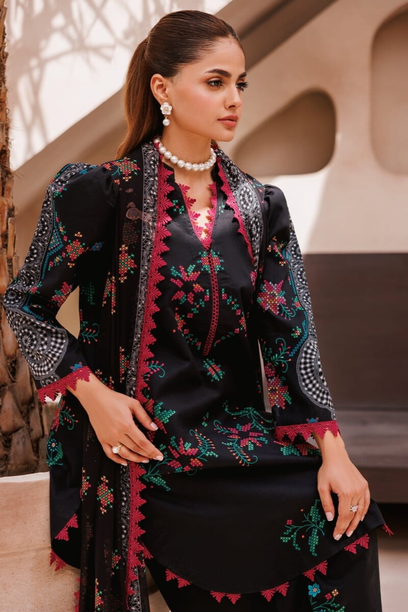 Charizma 3 Pc Unstitched Printed Lawn Cp4 65 Black Collection 2024