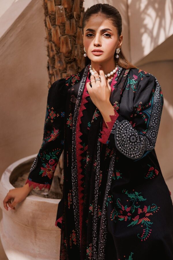 Charizma 3 Pc Unstitched Printed Lawn Cp4 65 Black Collection 2024