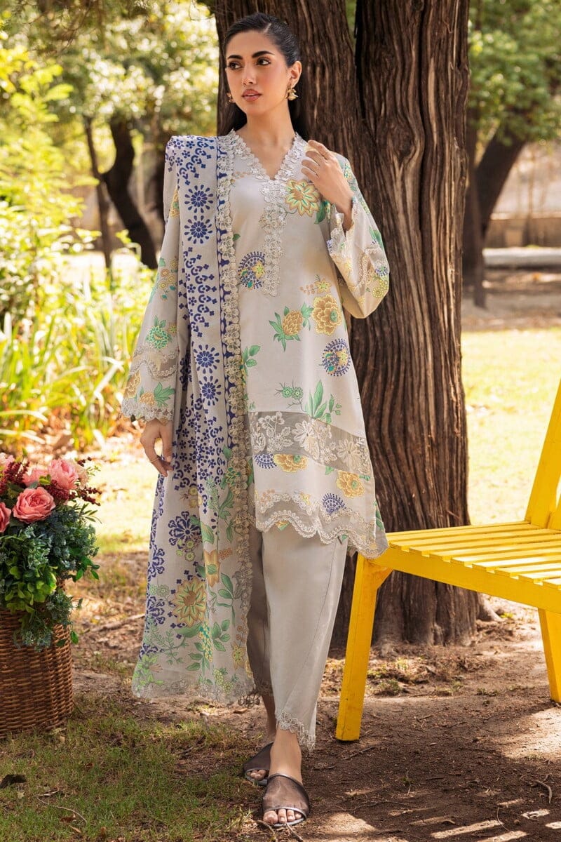 Charizma 3 Pc Unstitched Embroidered Lawn Crn4 03 Range Vol 1 2024