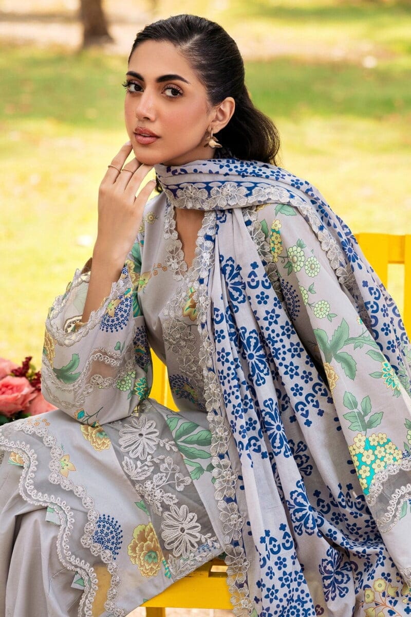 Charizma 3 Pc Unstitched Embroidered Lawn Crn4 03 Range Vol 1 2024