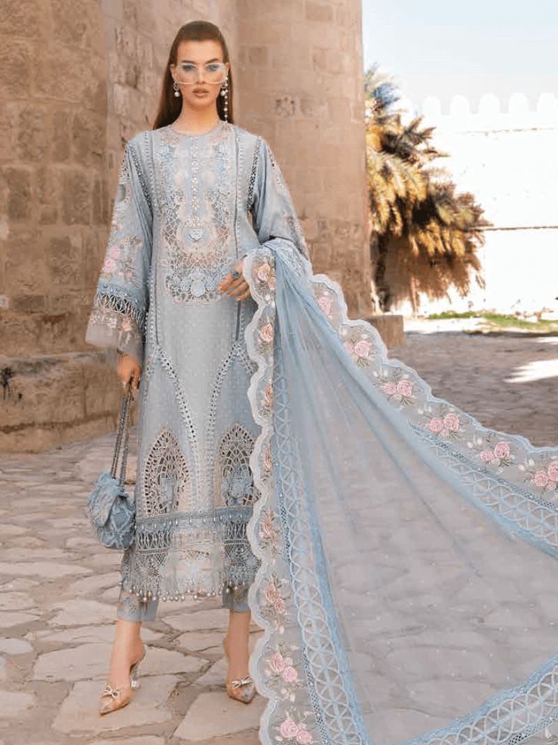 Maria.B D-2410-B Embroidered Luxury Lawn 3pc Suit Collection 2024