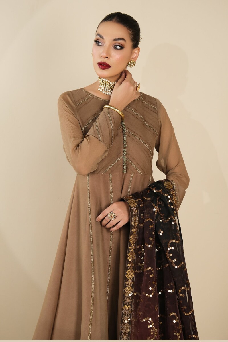 Alizeh Rose Beige Dress 3 Piece Rtw1017 Ready To Wear