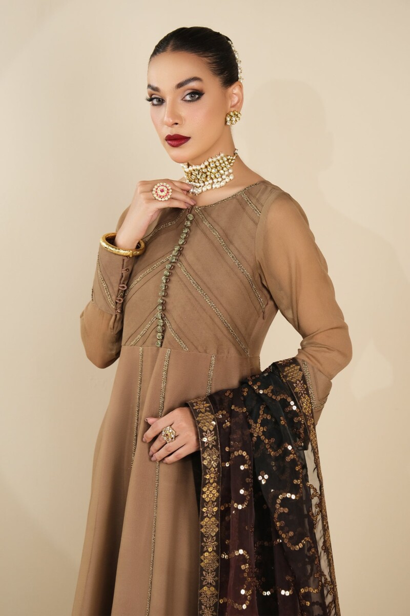 Alizeh Rose Beige Dress 3 Piece Rtw1017 Ready To Wear