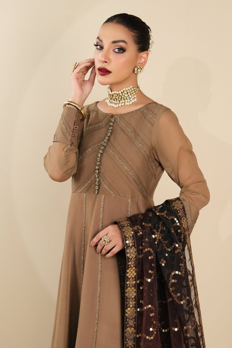 Alizeh Rose Beige Dress 3 Piece Rtw1017 Ready To Wear