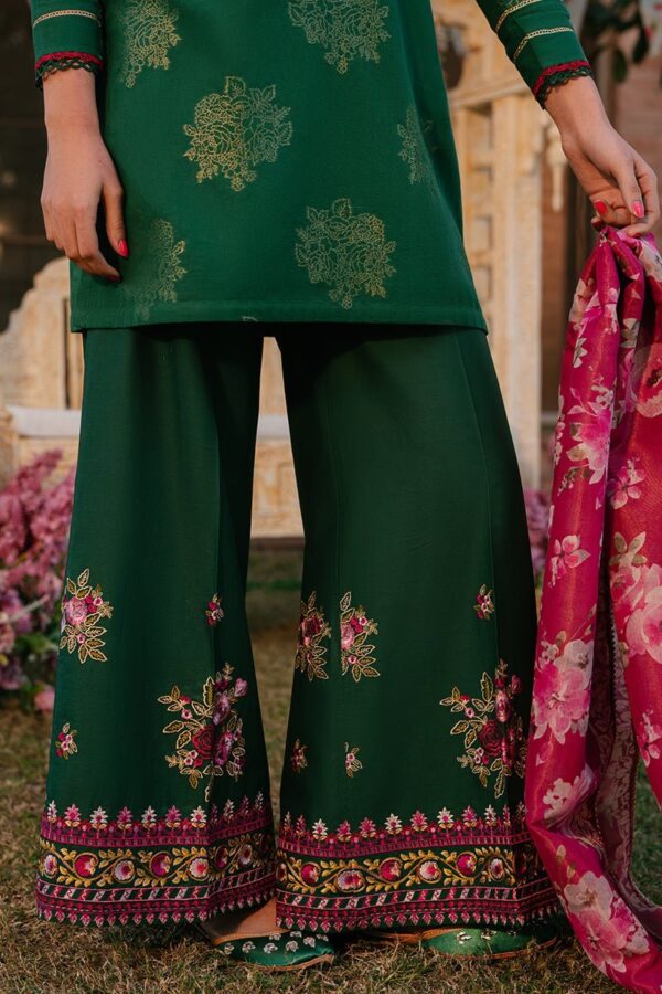 Cross Stitch Opulent Green 3 Piece Embroidered Jacquard Suit