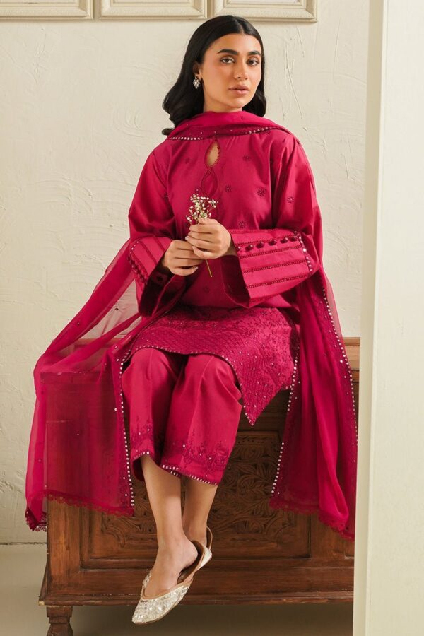 Cross Stitch Fuchsia Blush 3 Piece Embroidered Lawn Suit