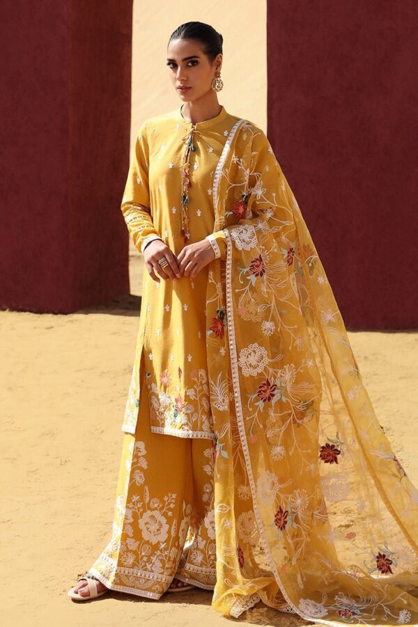 Cross Stitch Maize Ochre 3 Piece Embroidered Lawn Suit