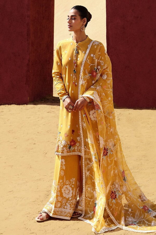 Cross Stitch Maize Ochre 3 Piece Embroidered Lawn Suit