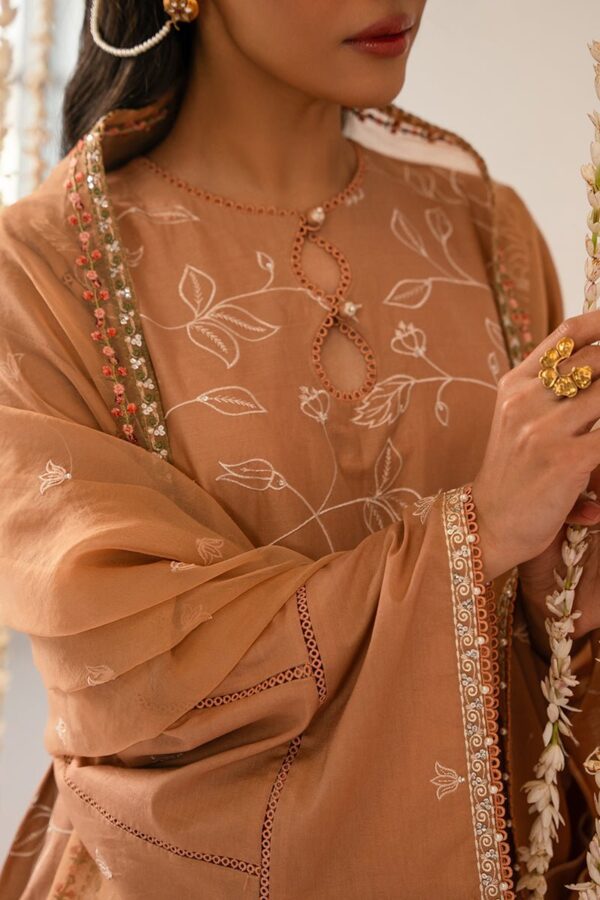 Cross Stitch Rustic Brown 3 Piece Embroidered Lawn Suit