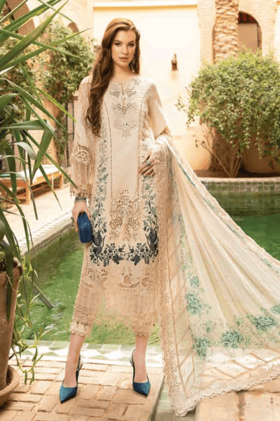 Maria.B D-2414-B Embroidered Luxury Lawn 3pc Suit Collection 2024