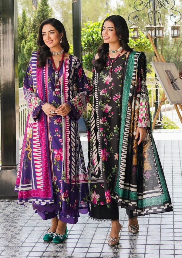 Elaf Premium Printed Eep 02A Dark Floral Lawn Collection 24