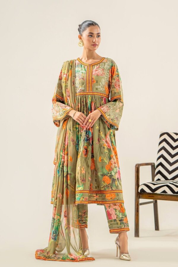 Charizma 3 Pc Lawn Digital Shirts With Printed Trouser Bamber Chiffon Dupatta Cnp3 021