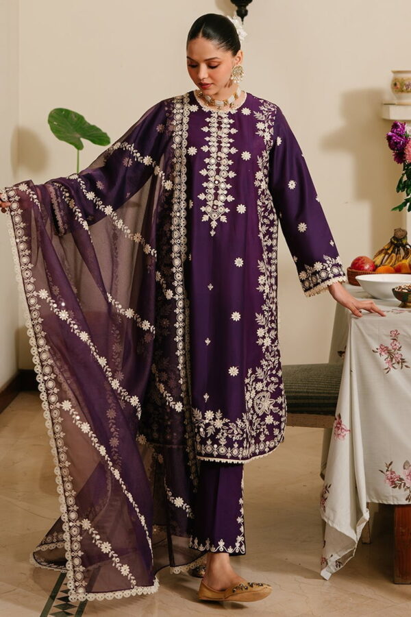 Cross Stitch Plum Grain 3 Piece Embroidered Lawn Suit