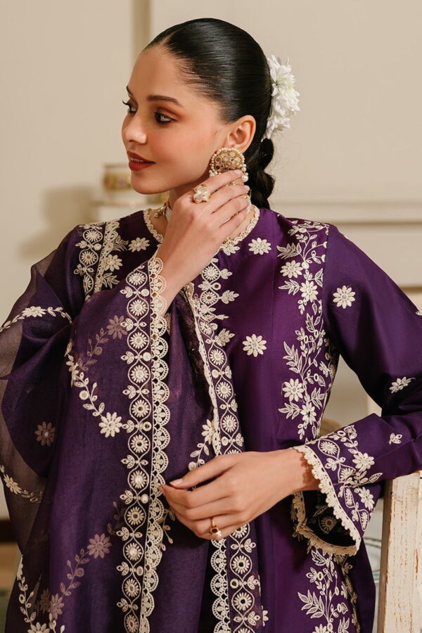 Cross Stitch Plum Grain 3 Piece Embroidered Lawn Suit