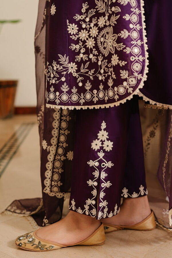 Cross Stitch Plum Grain 3 Piece Embroidered Lawn Suit