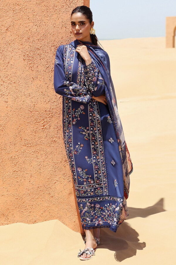 Cross Stitch Sapphire Blue 3 Piece Embroidered Lawn Suit