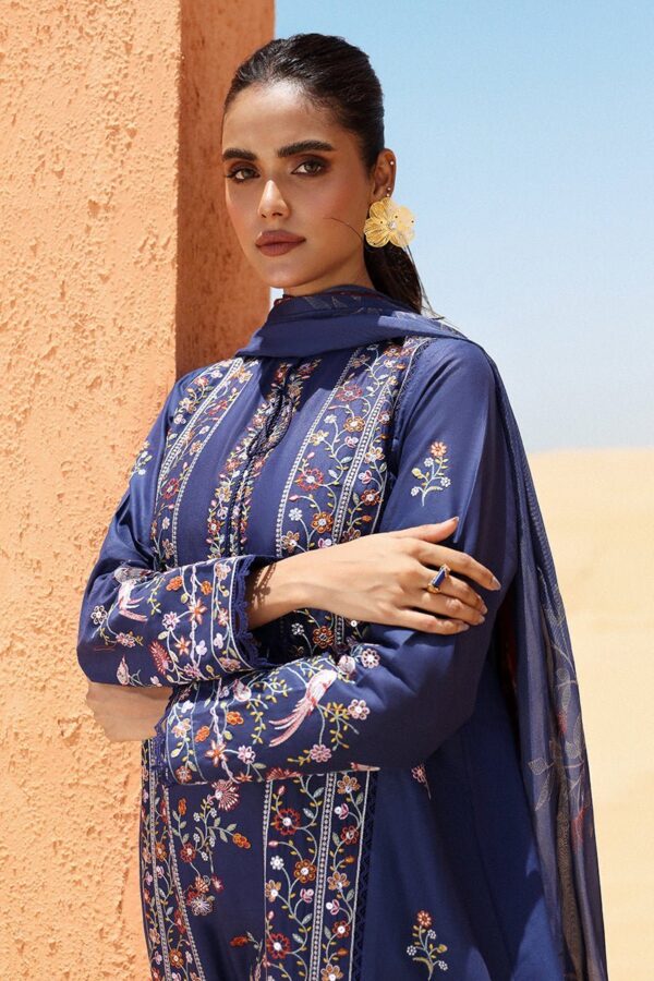 Cross Stitch Sapphire Blue 3 Piece Embroidered Lawn Suit