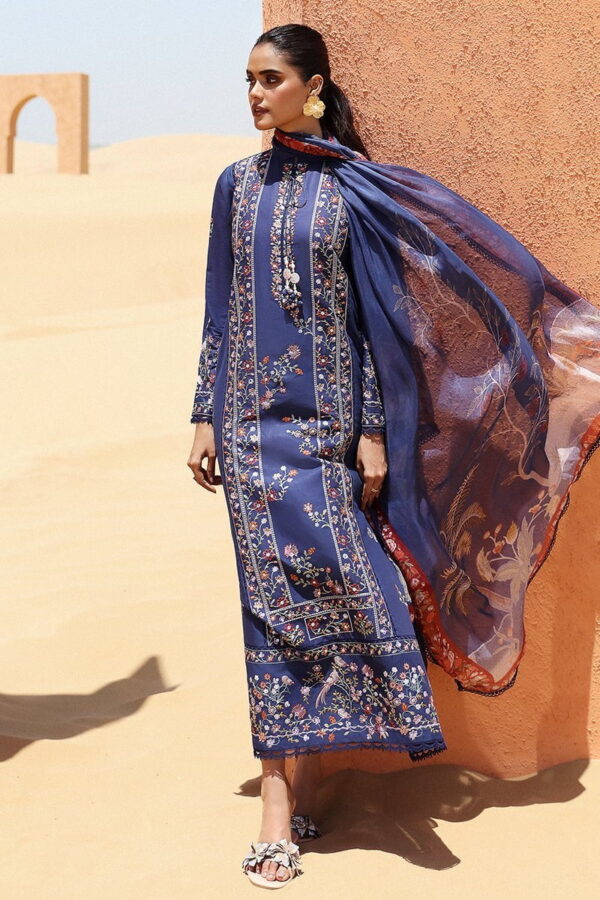 Cross Stitch Sapphire Blue 3 Piece Embroidered Lawn Suit