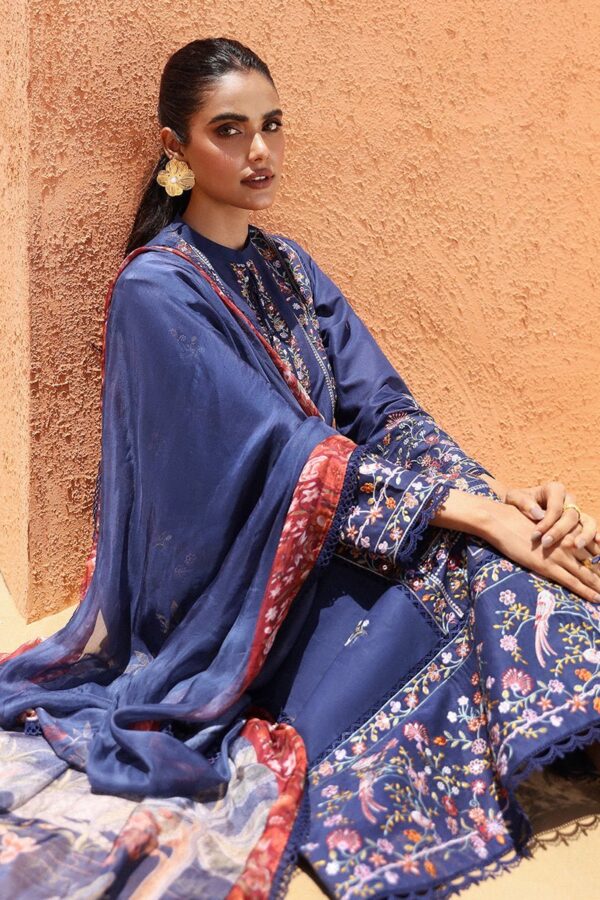 Cross Stitch Sapphire Blue 3 Piece Embroidered Lawn Suit