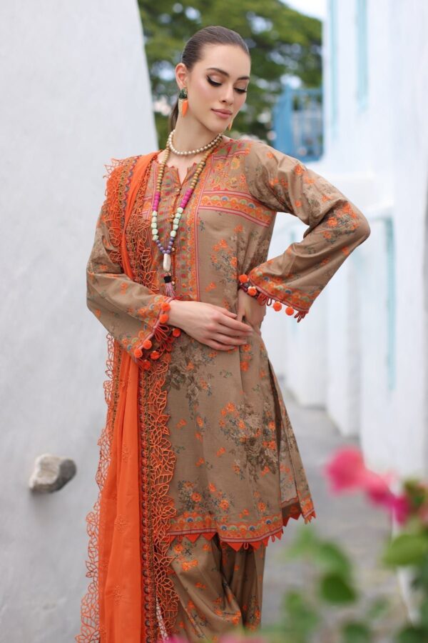 Charizma Pm4-11 3-Pc Printed Lawn Shirt With Embroidered Chiffonc