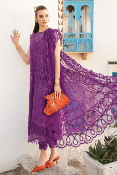 Maria.B D-2402-B Embroidered Luxury Lawn 3pc Suit Collection 2024