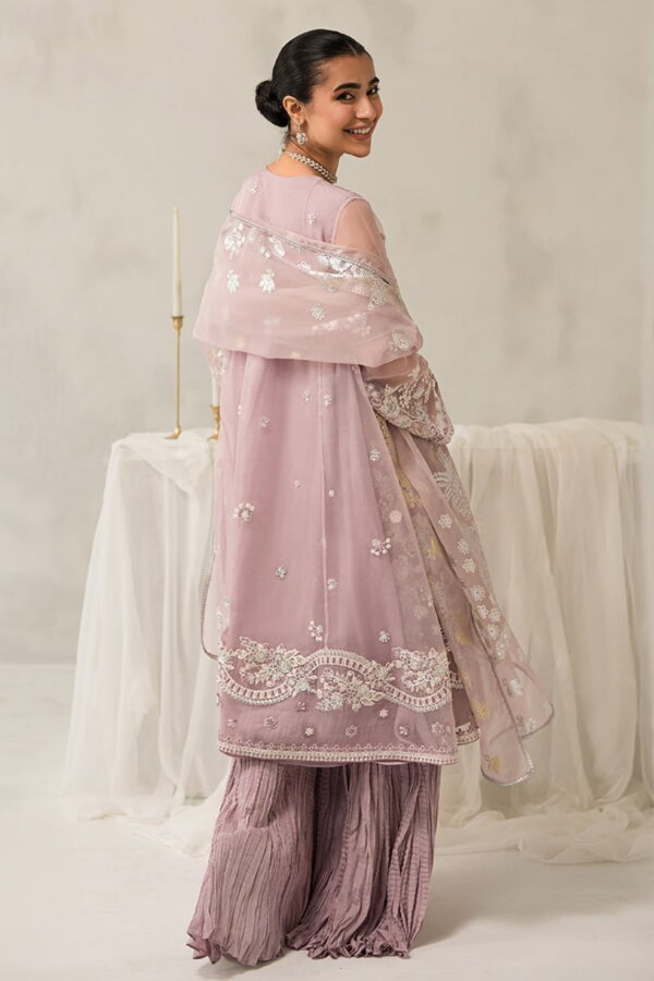 Cross Stitch Mauve Somber 4 Piece Embroidered Organza Suit