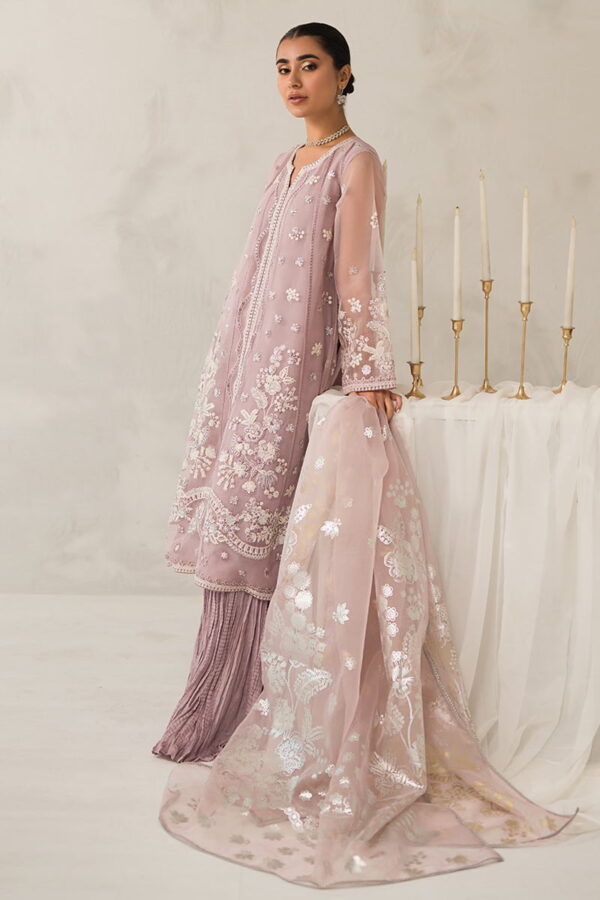 Cross Stitch Mauve Somber 4 Piece Embroidered Organza Suit