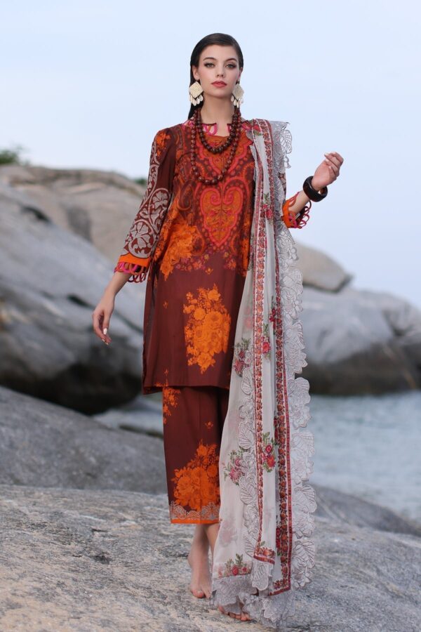 Charizma Pm4-15 3-Pc Printed Lawn Shirt With Embroidered Chiffonc