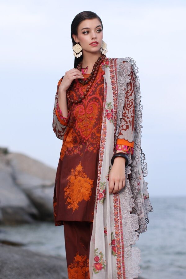 Charizma Pm4-15 3-Pc Printed Lawn Shirt With Embroidered Chiffonc