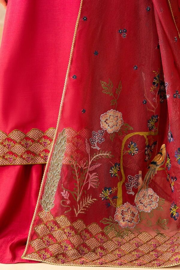 Cross Stitch Rosy Twilight 3 Piece Embroidered Silk Suit