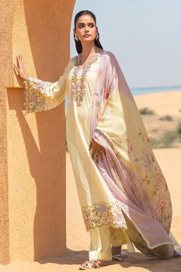 Cross Stitch Subtle Canary 3 Piece Embroidered Lawn Suit