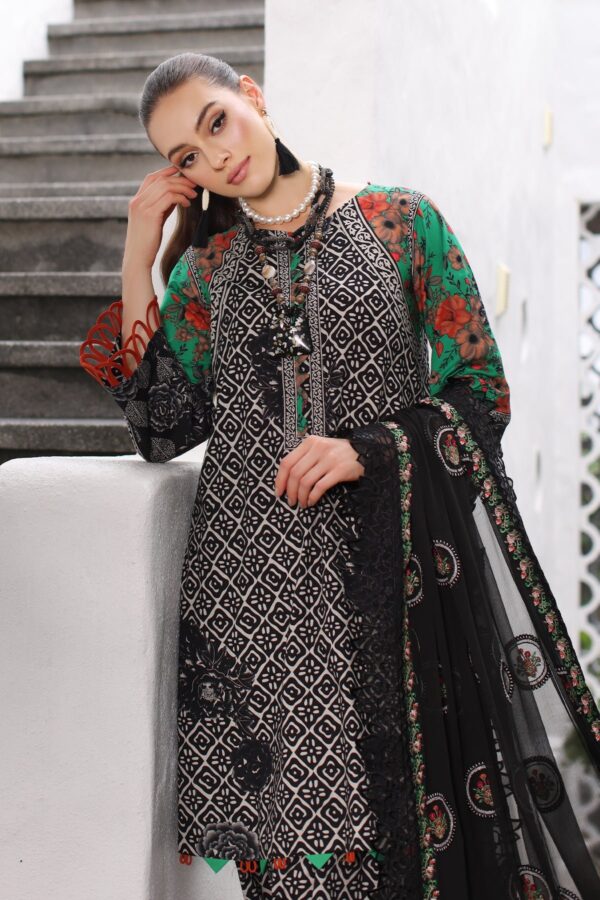 Charizma Pm4-09 3-Pc Printed Lawn Shirt With Embroidered Chiffonc