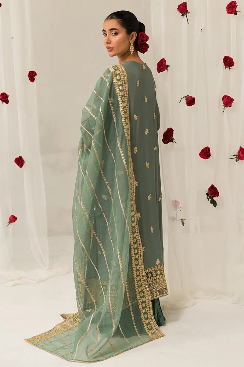 Cross Stitch Garland Sage 3 Piece Embroidered Silk Suit