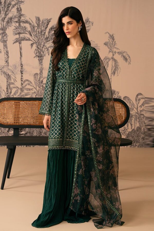 Cross Stitch Viridian Haven 4 Piece Embroidered Chiffon Suit