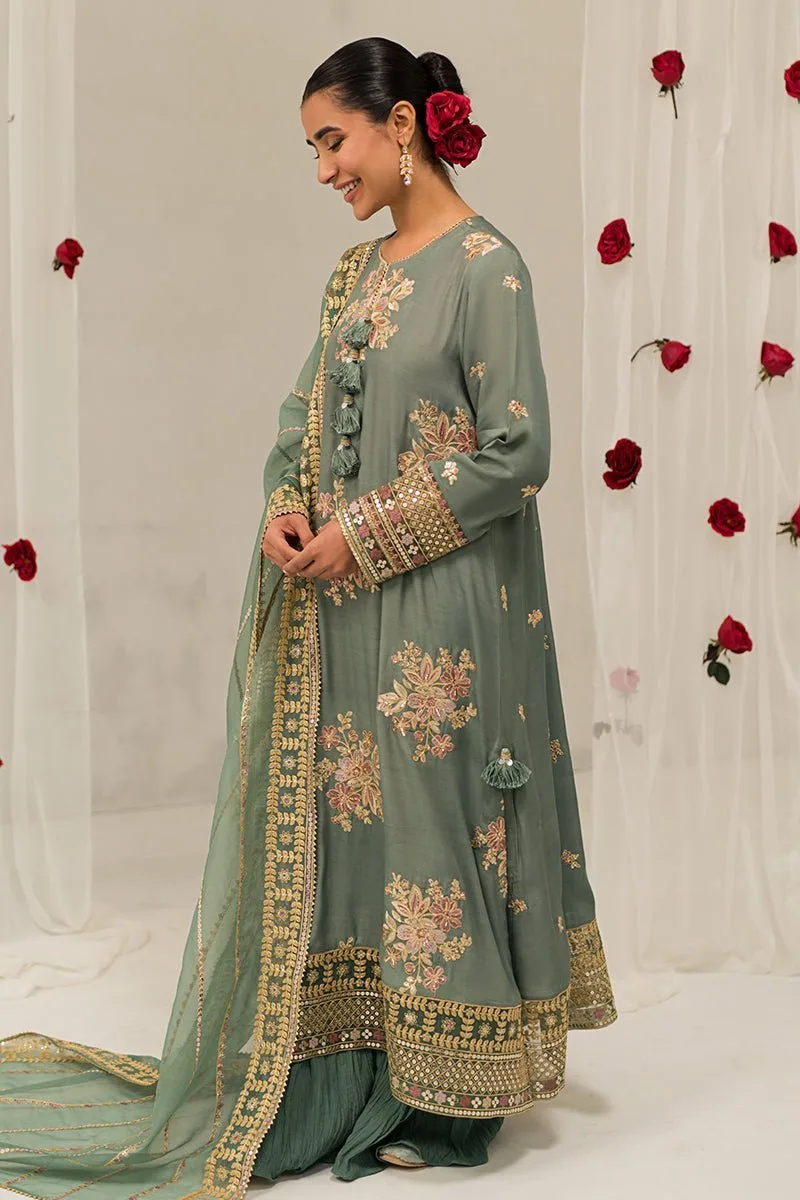 Cross Stitch Garland Sage 3 Piece Embroidered Silk Suit