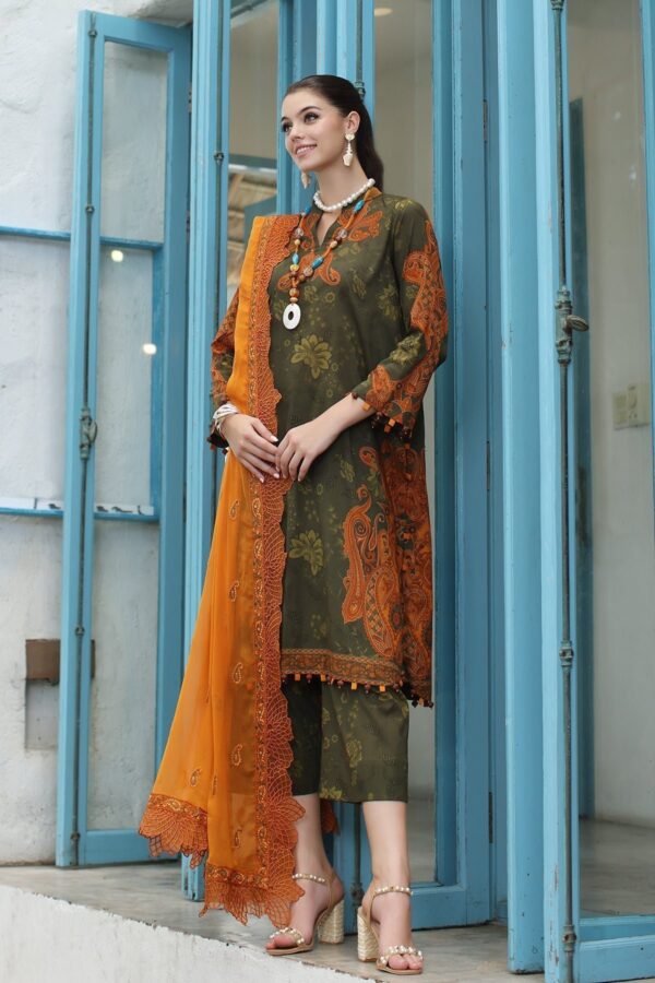Charizma Pm4-10 3-Pc Printed Lawn Shirt With Embroidered Chiffonc