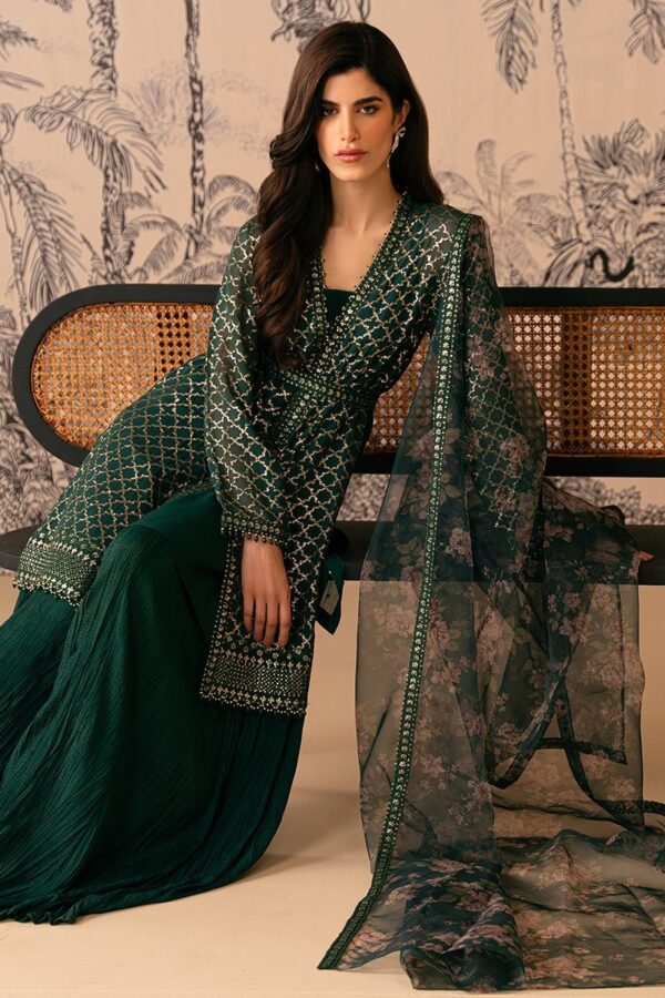 Cross Stitch Viridian Haven 4 Piece Embroidered Chiffon Suit