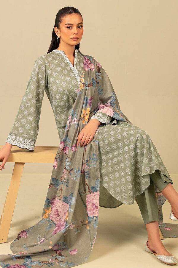 Cross Stitch Blooming Sage 3 Piece Printed Suit