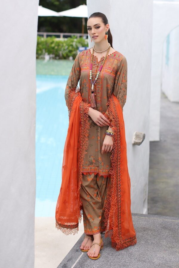 Charizma Pm4-11 3-Pc Printed Lawn Shirt With Embroidered Chiffonc