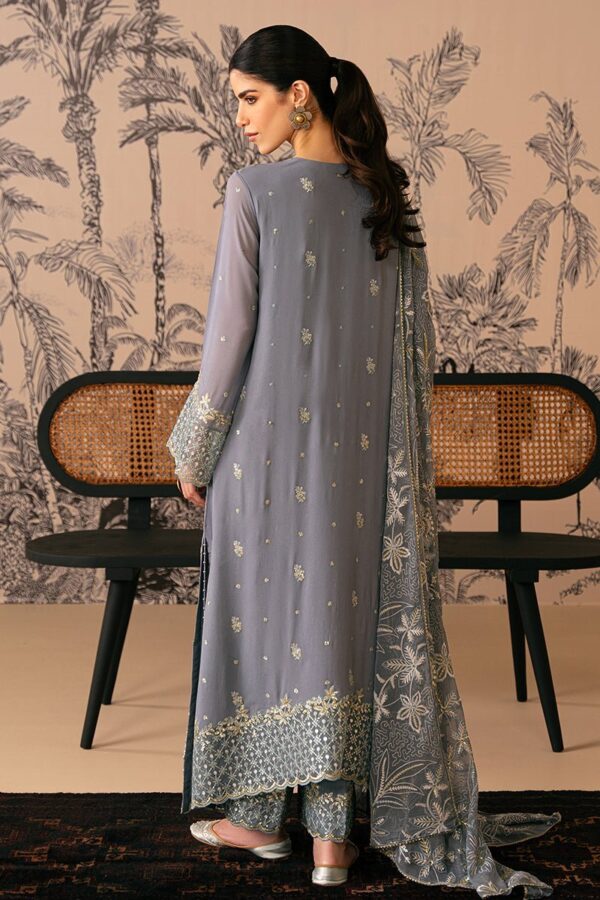 Cross Stitch Smoke Blue 4 Piece Embroidered Chiffon Suit