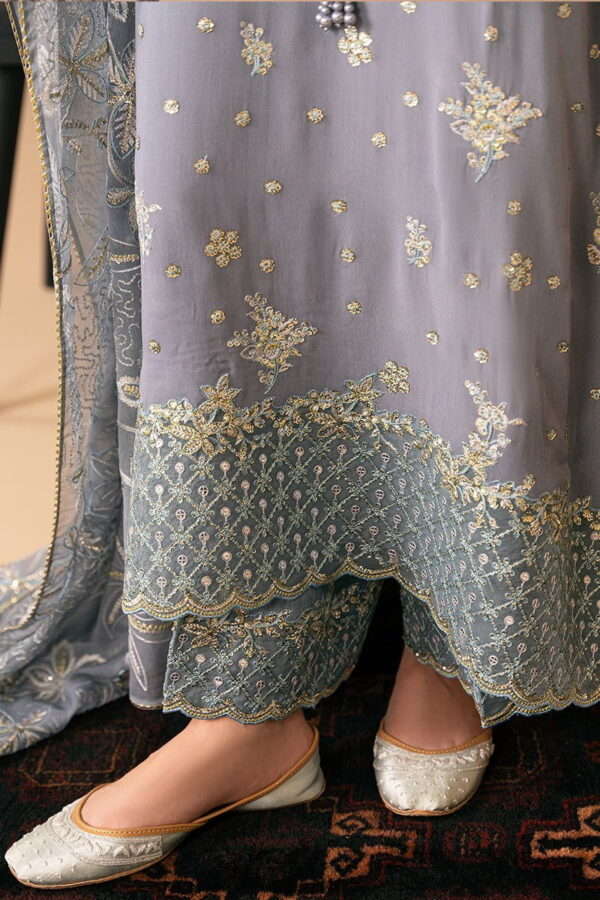 Cross Stitch Smoke Blue 4 Piece Embroidered Chiffon Suit