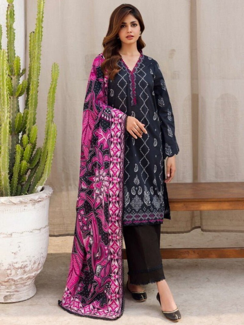 Motifz Digital 4585-Mahtab Printed Lawn 3Pc Suit Collection 2024