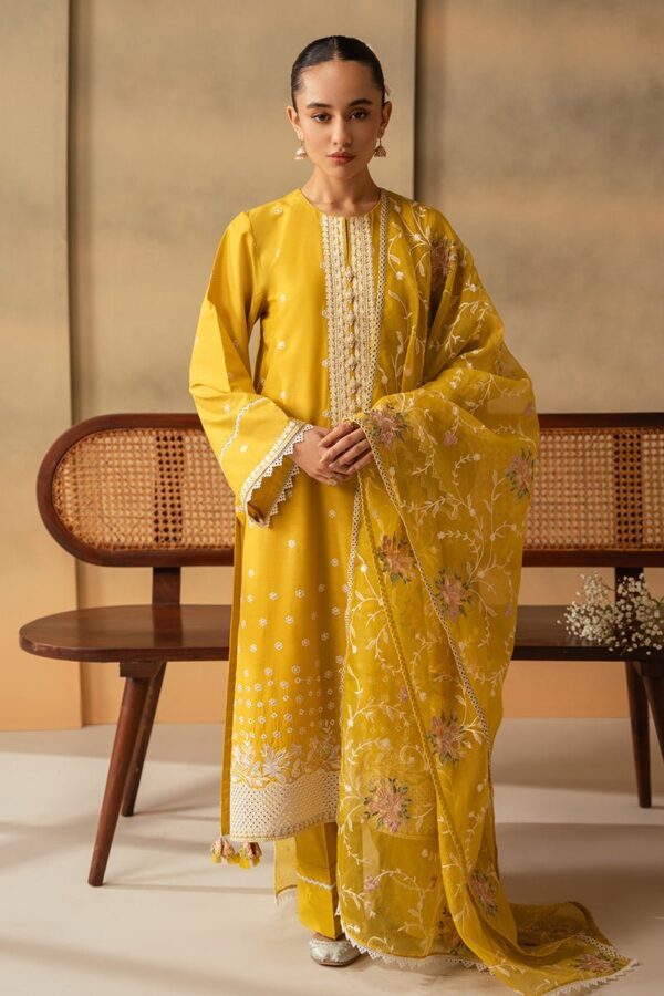 Cross Stitch Ceylon Yellow 3 Piece Embroidered Lawn Suit