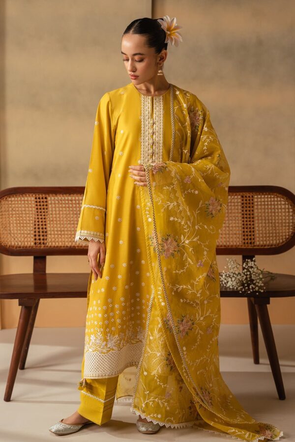 Cross Stitch Ceylon Yellow 3 Piece Embroidered Lawn Suit