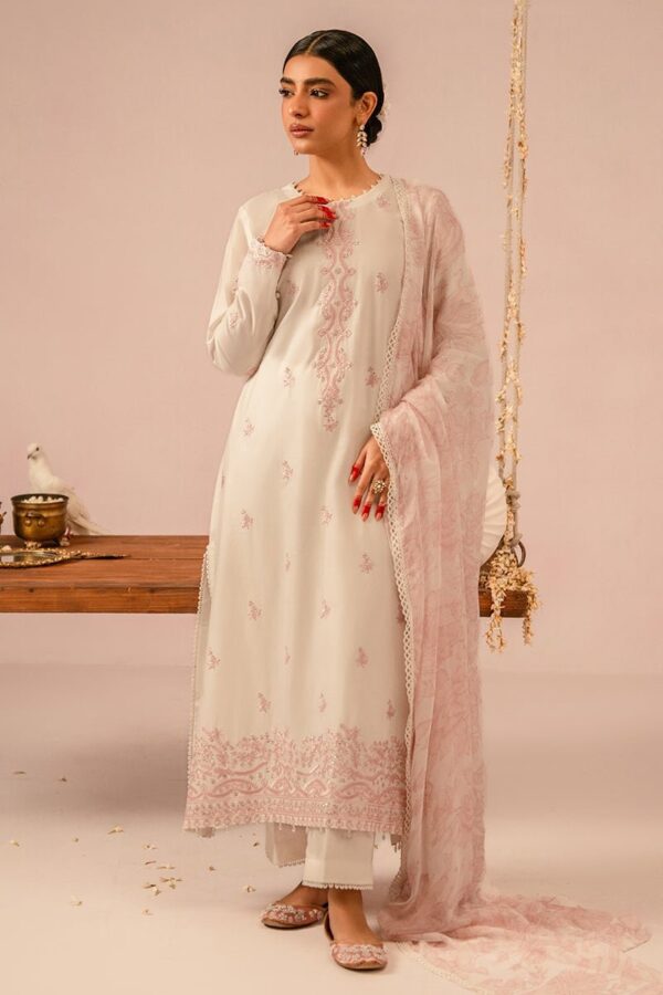 Cross Stitch Ivory Cream 3 Piece Embroidered Lawn Suit