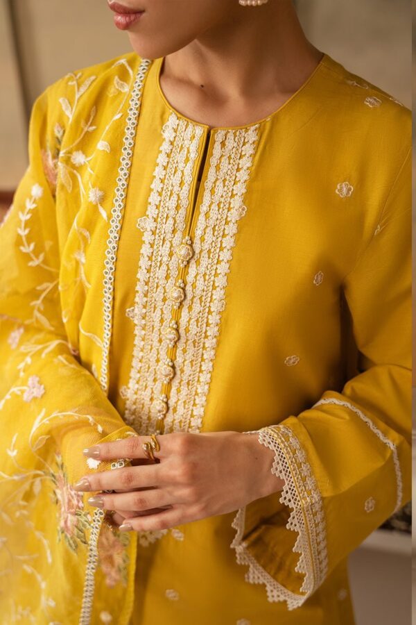 Cross Stitch Ceylon Yellow 3 Piece Embroidered Lawn Suit